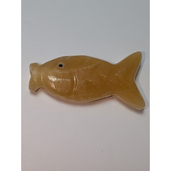 Vintage Pair Mexican Onyx Carved Fish Charms Stone Amber Hecho En Mexico - Picture 5 of 13